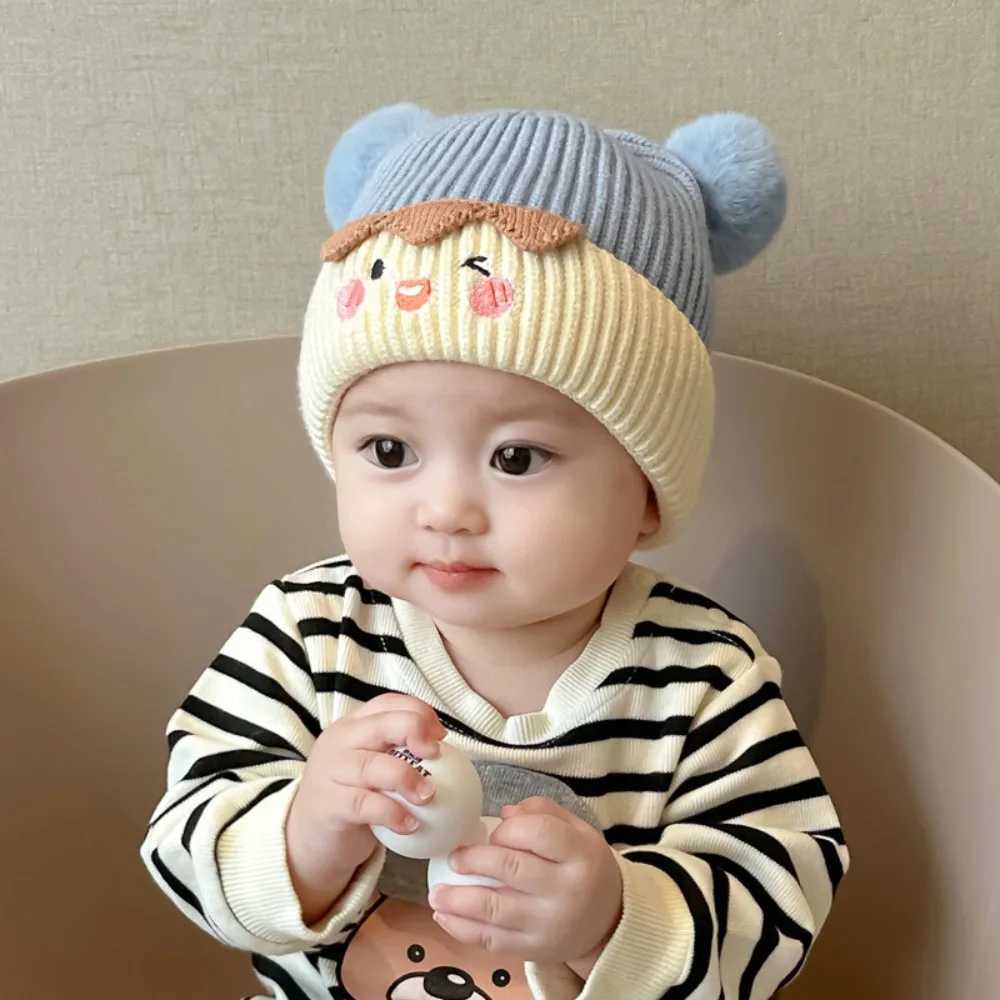 New Cute Beanie Cap Autumn Winter Knitted Pullover Hat Toddler Thicken Ear Protection Cap J251021
