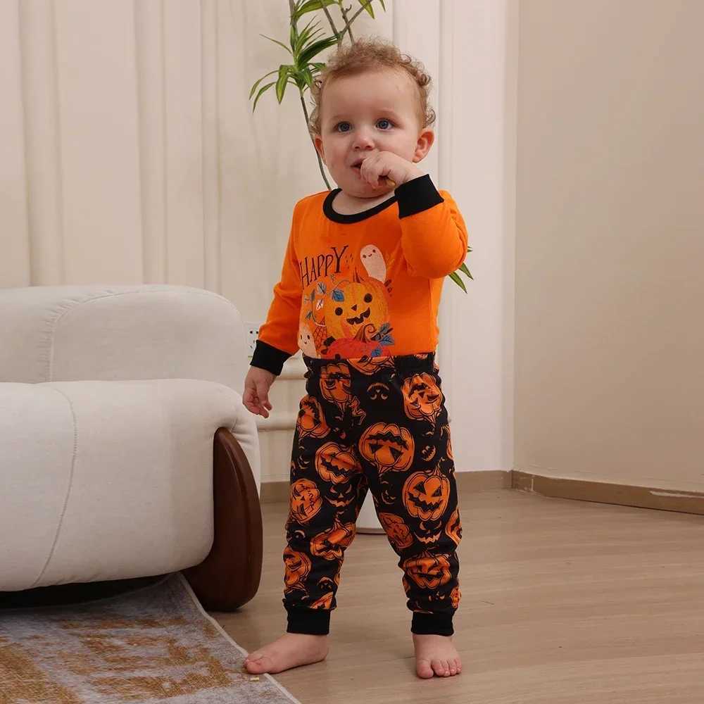 Family Matching Halloween Family Look Pajamas Mom Daughter Dad Son Pumpkin Skull 2 Pieces Suit Cute Soft Pyjamas Set L251021QM8J