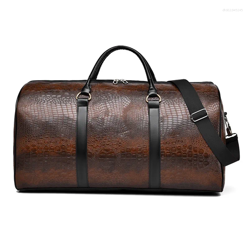 Duffel Bags Large Capacity Travel Duffle Bag For Men PU Leather Crocodile Pattern Waterproof Sports Daily Casual Tote Women
