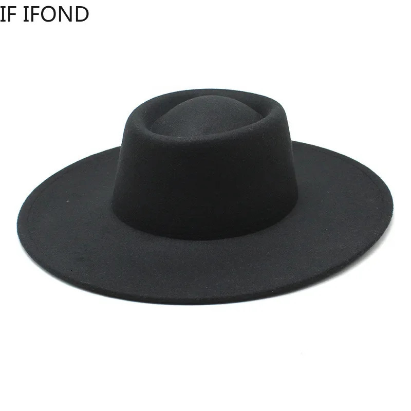 Classic British Style 95CM Big Wide Brim Fedora Hat For Women Fashion Autumn Winter Felt Church Hats Wedding Dress Jazz Cap 251016