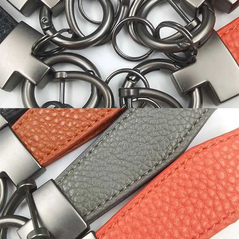 Luxury Genuine Leather Plaid Keychain Women Men Black Buckle Car Chain Holder with For Citroen C8 Auto Accessorie Antiloss W251021