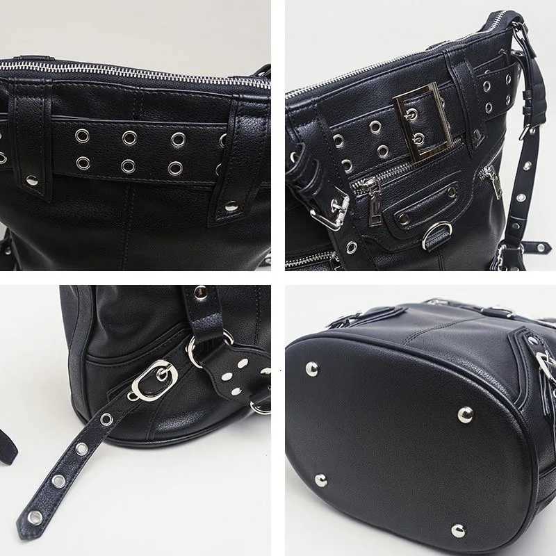 JIAERDI High Street Vintage Handbag Women New Rivet Large Capacity Casual Crossbody Bags Ladies Moto Biker Black Messenger Bag Z251018