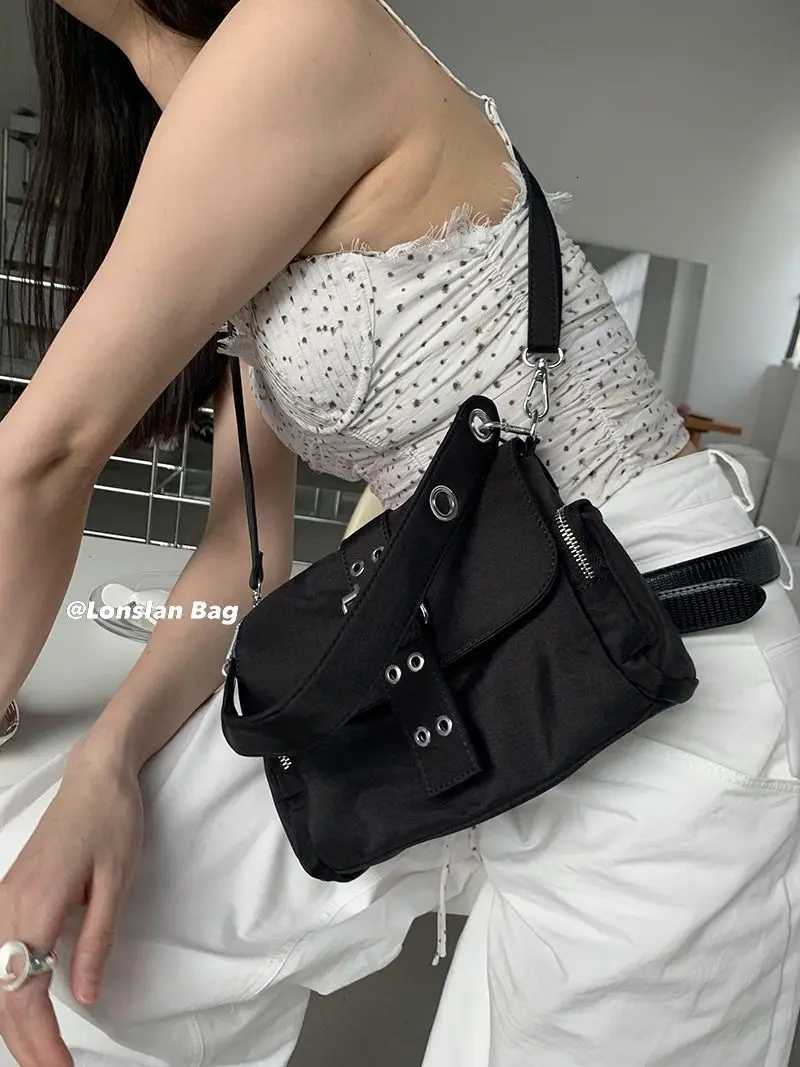 JIAERDI Vintage Nylon Khaki Shoudler Bag Women Hot Girls Square Underarm Bag Female Harajuku Casual Crossbody Bags Handbag Y2k Z251018