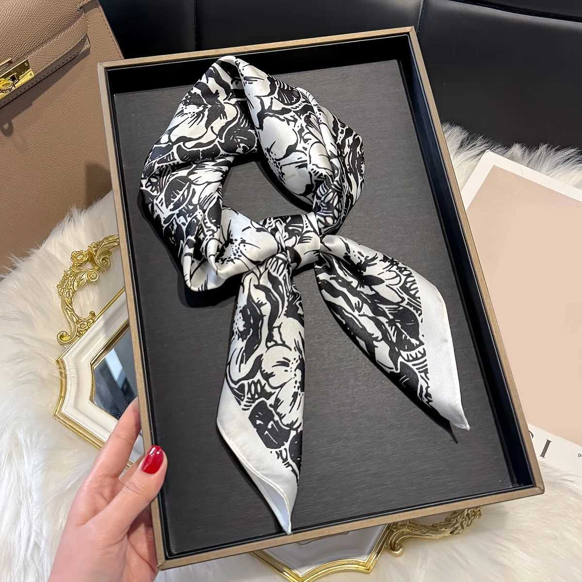 Egant 2756inch Floral Print 70cm Square Beach Satin Scarf Casual Egant Thin Breathab Neck Wen Wrap Hair ScarvesW251021