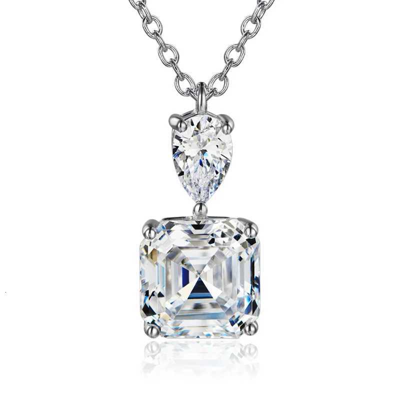New Luxury Princess Square CZ Pendant Necklace for Women WhiteGreenYellowPink Colors Fashion Wedding Jewelry Drop Shipping D251021