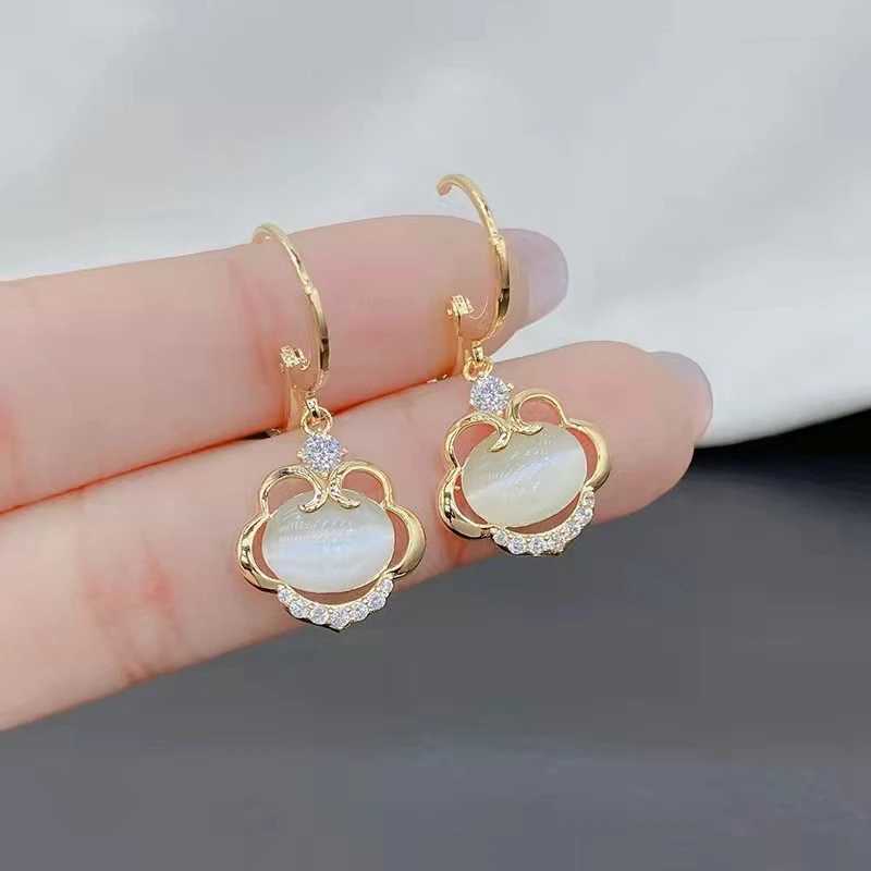 New Luxury Zircon Water Drop Earrings for Women Korean Fashion Rhinestone Opal Flower Geometrical Earring Girl Unusual Jewelry J251021
