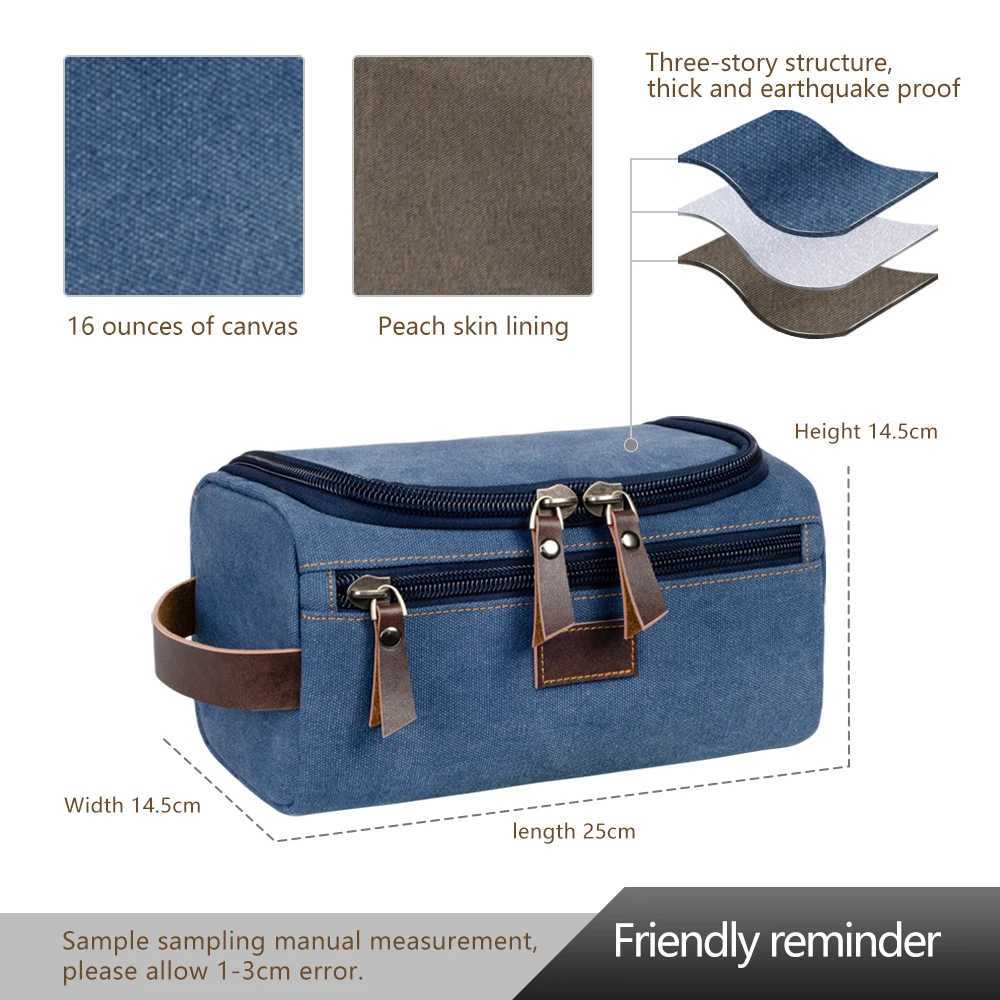 New Products 2024 Portable Travel Dopp Kit Bag With Hook Custom Canvas Toiletry Bag Bathroom Makeup Cosmetic Bag For MenW251021