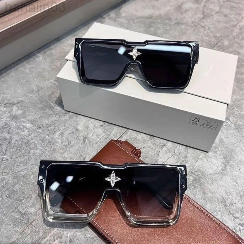 designer louiss Wang Hedi Style Sunglasses Square Highend Ins Onepiece Diamondencrusted Large Frame Personality Internet Celebrity Glasses Handsome1