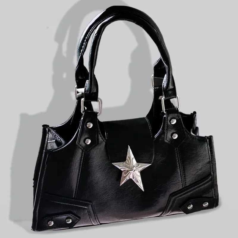 Y2K Korean Gothic Star Girl Black Bag Aesthetic Vintage Fairy Grunge Punk Goth Purse Shoulder Handbags Bucket Tote Bags Women Z251018