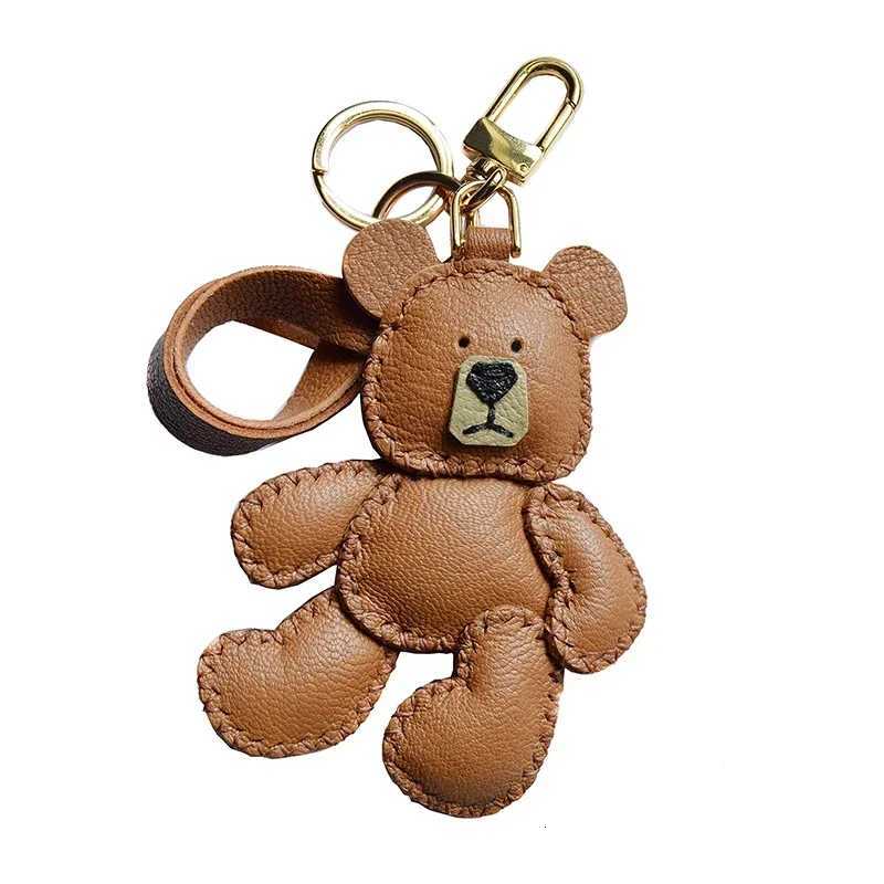 Handmade Leather Bag Charmkeychains Teddy Puppet Bear Leather Bag Charmkeychain Car Key Bag Pendant Bag Charm Handmade Custom Gi W251021
