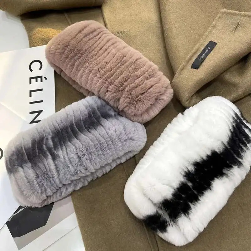 Real Rex Rabbit Fur Scarf Natural Fur Neck Cover Women Winter Elastic Scarf Headband Real Fur Headband Thickened Warm Fur Scarf 251021