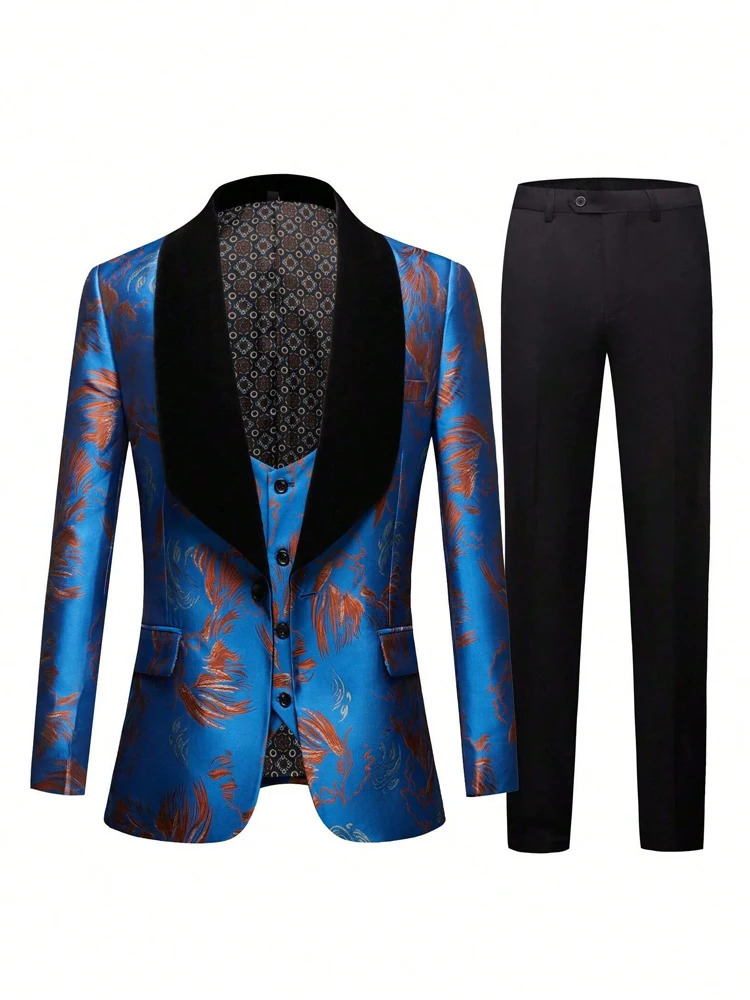 Mens tuxedo suit 3piece set regular version suit jacket vest pants mens wedding suit suitable for wedding dinner and o 251021