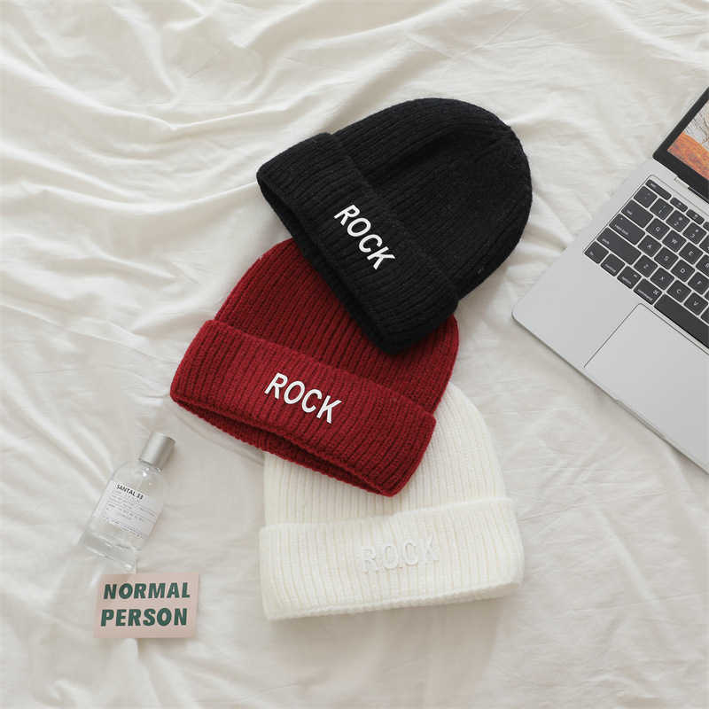 Style Letter Embroidered Wool Hat for Women Winter Fleecelined Thickened Warm Knitted Hat Autumn Winter Versatile Style H251020