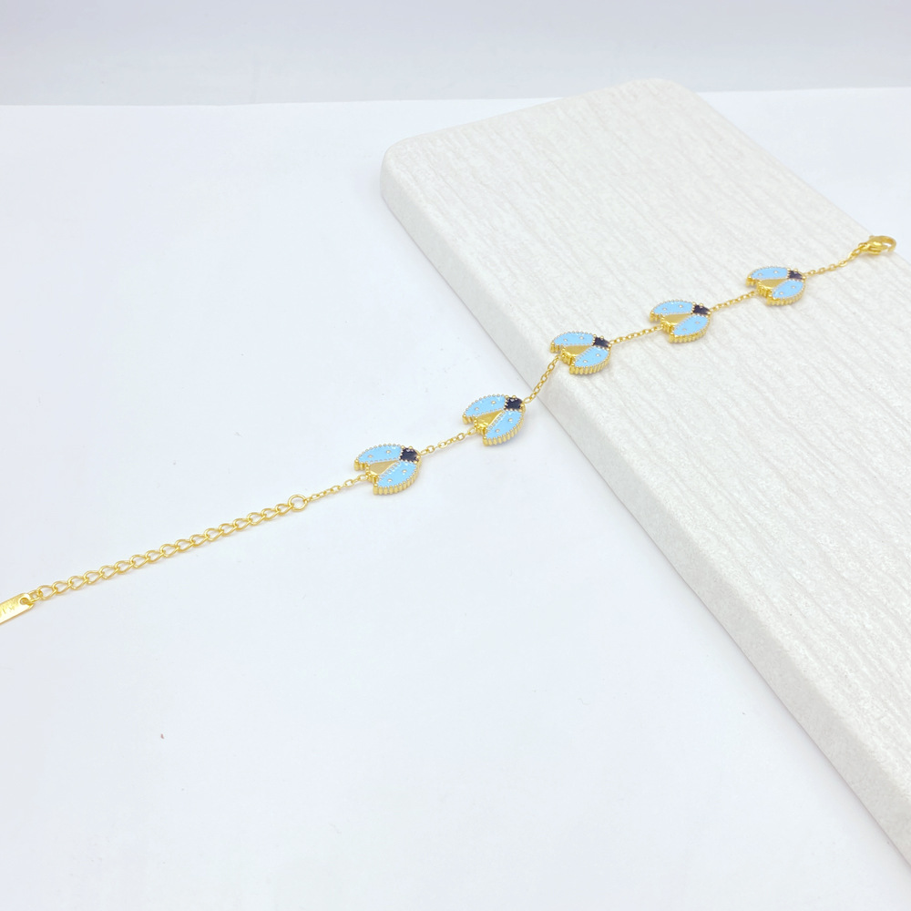 Retro designer bracelet zircon inlaid with fresh full diamonds Lucky Clover Enamel Seven Star Ladybug Bracelet free shipping gold bracelet