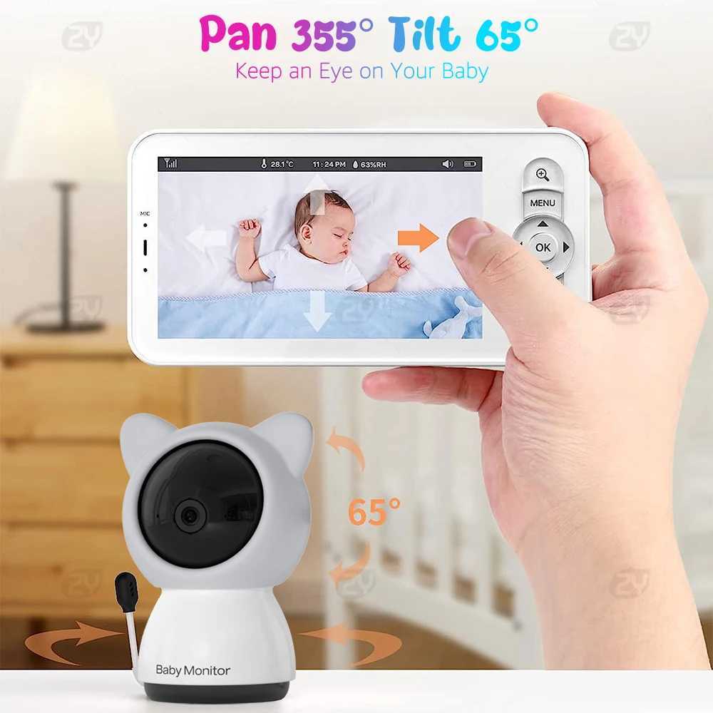 2K3MP 5inch Wireless Baby Monitor Smartphone App IR Night Vision Crying Detection Auto Tracking TempHumidity Sensor J251121