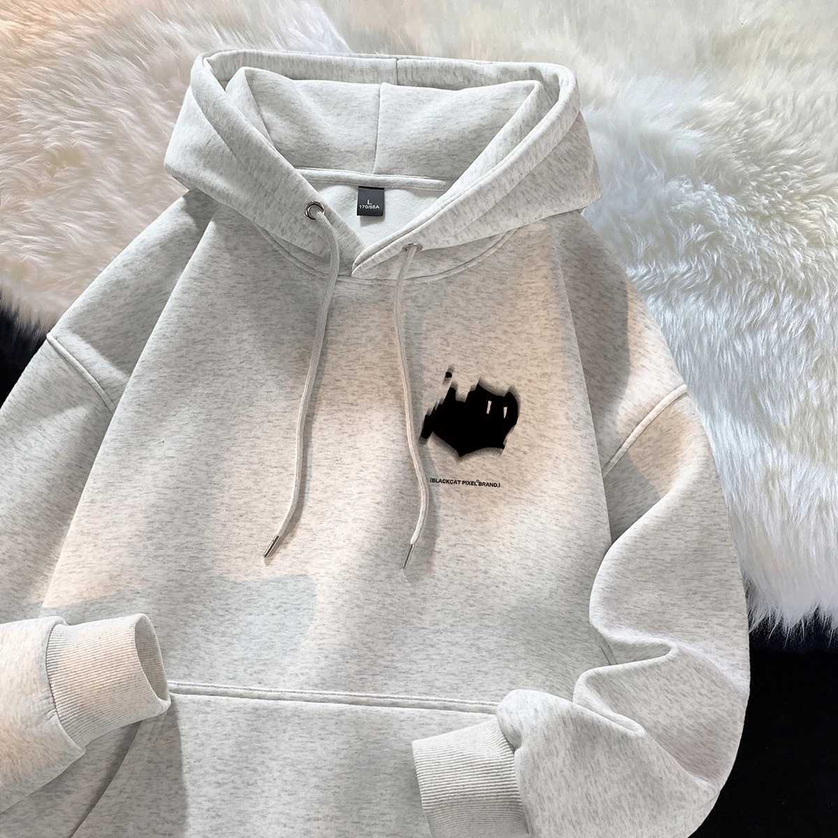 Hoodie mens trendy brand versatile Hong Kong style high street American printed top autumn and winter coat W251021