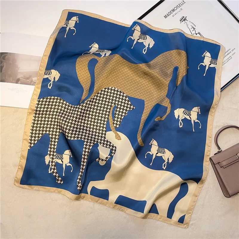 Luxury Brand Print Square Scarf Wen Soft Satin Horse Haiand Neckerchi Off Hijab band Foard Bag Ribbons GiftW251021