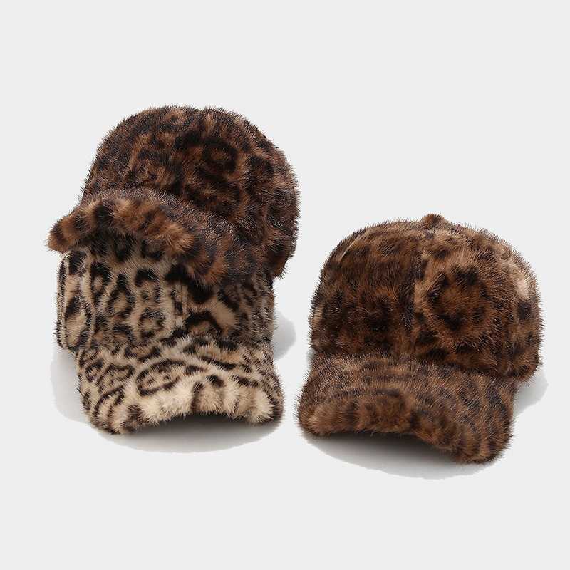 New Fashion Thickened Warm Leopard Print Plush Baseball Cap for Autumn and Winter Outdoor Street Sun Protection H251020