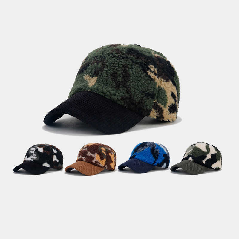 Autumn Winter New Camouflage Sheep Camouflage Thickened Warm Duckbill Cap Womens Trendy Outdoor Casual Sun Protection Baseball Cap Mens Cap H251020