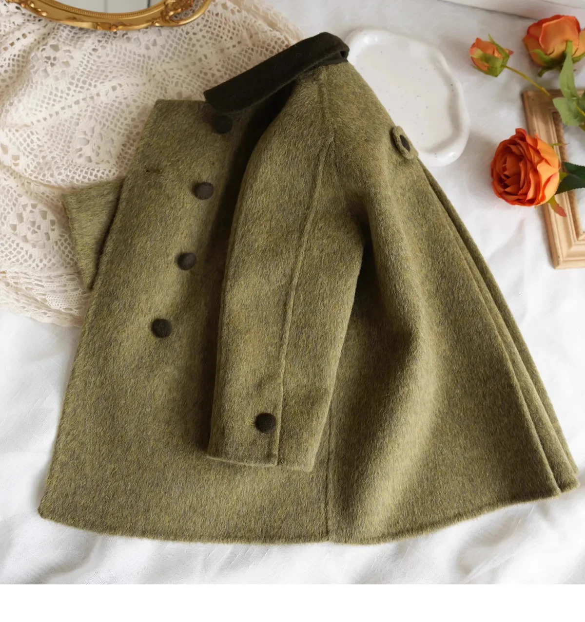 Childrens Clothing Autumn Winter Doublesided Woolen Coat for Boys and Girls Medium Length Lapel Woolen Coat Trend 251017