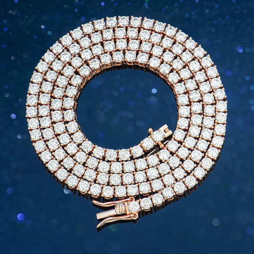 Xingyue 3mm 16in 18in Mossanite Moissanite 925 Sterling Silver Fashion Jewelry Rose Gold Plated Tennis Necklaces for Women