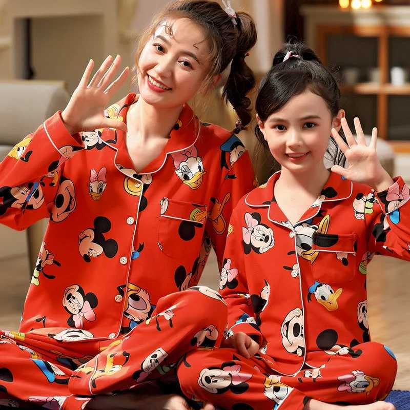 Parent Child Mother Daughter Sleepwear Girls Autumn And Winter Pure Cotton Long Sleeved Pants Cardigan Home Clothes L251021S277