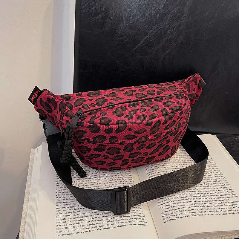New Leopard Print Women's Chest Fashionable Large Capacity Single Shoulder Crossbody Trendy Outdoor Sports Portable Waist Bag