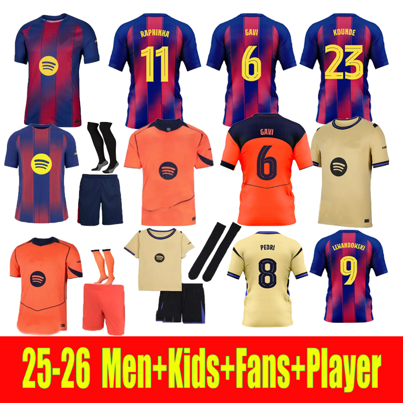 2025 2026 jersey soccer jerseys shirts LEWANDOWSKI PEDRI RAPHINHA GAVI KOUNDE F. DE JONG FERMIN football kids kit maillot de foot camiseta futbol barcelone kits