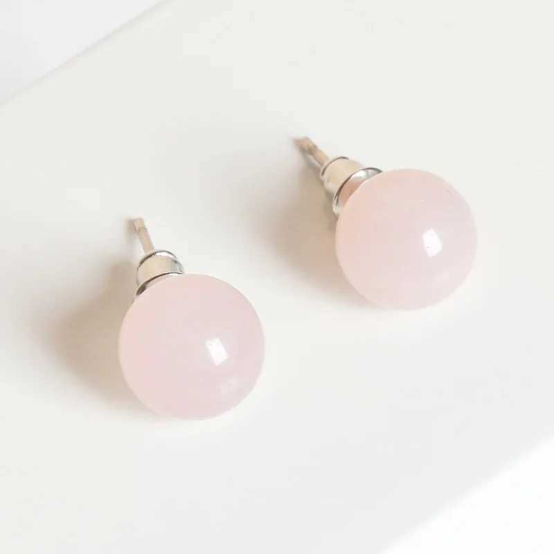 6mm 8mm 10mm Natural Agate Earrings Healing Crystal Stone Round Ball Pearl Beads Stud Fashion Jewelry for Women Girl J251021