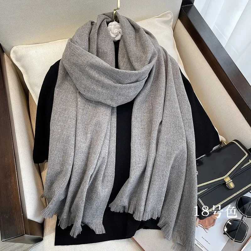 Winter Warm Solid Thick Cashmere Scarf for Women Large 70200cm Pashmina Shawl Wraps Bufanda Female with Tassel Scarves W251021