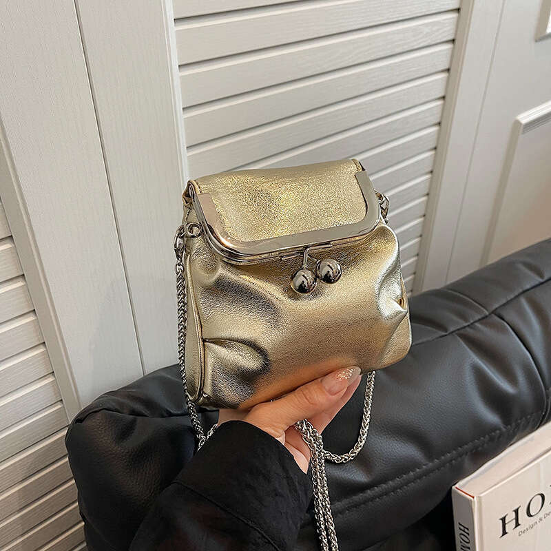 High-end Chain Mini 2025 New Model silver Shoulder Niche Design Clip Bag for Women