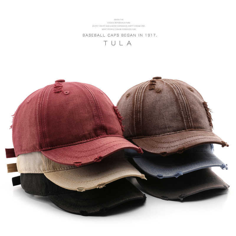 Short Brim Womens Washed Distressed Solid Color Plain Baseball Cap Outdoor Mens Sun Protection Visor Cap H251020