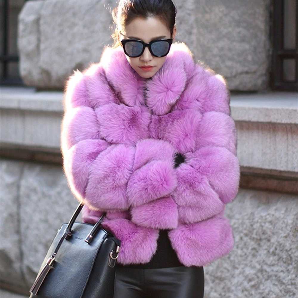 QUEENTINA Fox Fur Coat Real Winter New Outwears Womens Fashion Luxury Jacket High Quality Clothing Natural And Stand Collar Y251105