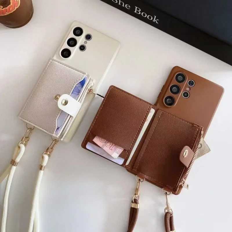 Card Holder Wallet Phone Case for Galaxy S25 S24 S23 Plus S22 Ultra S21 S20 FE Lanyard Strap Cord Crossbody Bag Cover J251114