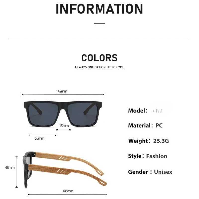 Fashion Wooden Bamboo Sunglasses for Men Women Vintage UV400 Protection Sun Glasses Unisex Square Frame Driving Shades Eyewear J251114