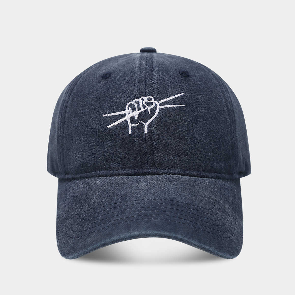 Hiphop Style Drumming Gesture Embroidered Soft Top Baseball Cap for Men and Women Washed Personalized Duckbill Cap Trendy Versatile H251020