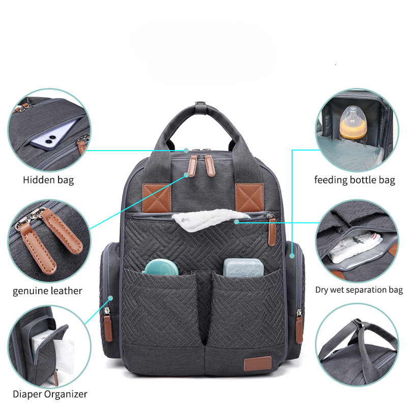 New Fashion Designer Large Capacity Fashion Mom Bag Lightweight Baby Bag Handheld Mom Bag Embroidered Backpack