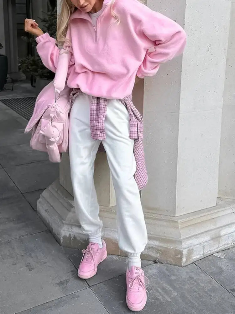 UCXQ Fashion Pullover Sweatshirt European Style Solid Color Long Sleeve All Match Loose Casual Top Women Spring Autumn 1497 251017