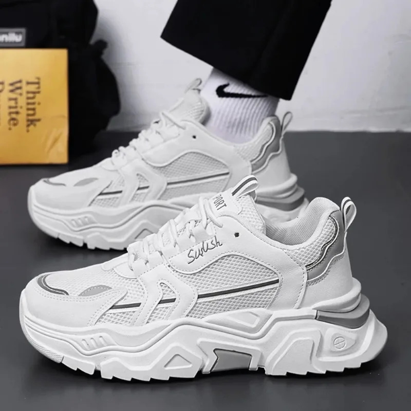 Fashion Mens Thick Sole Platform Sneakers Breathable Mesh Lightweight Low Top Dad Shoes Casual Sports Walking Shoes 251017