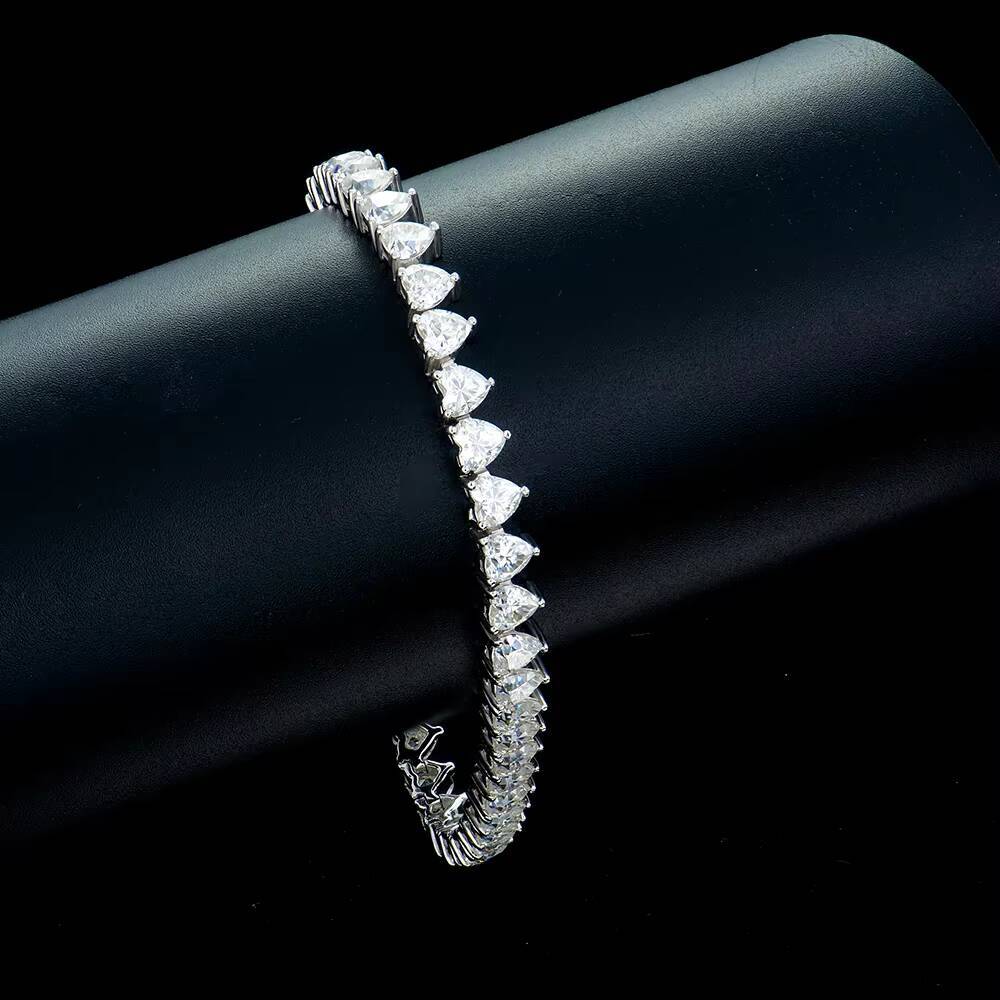 Wholesale Custom 4mm Gold Plated S925 Sterling Silver Tennis Chain Bracelet Women Trendy VVS Heart Diamond Moissanite 925 Silver