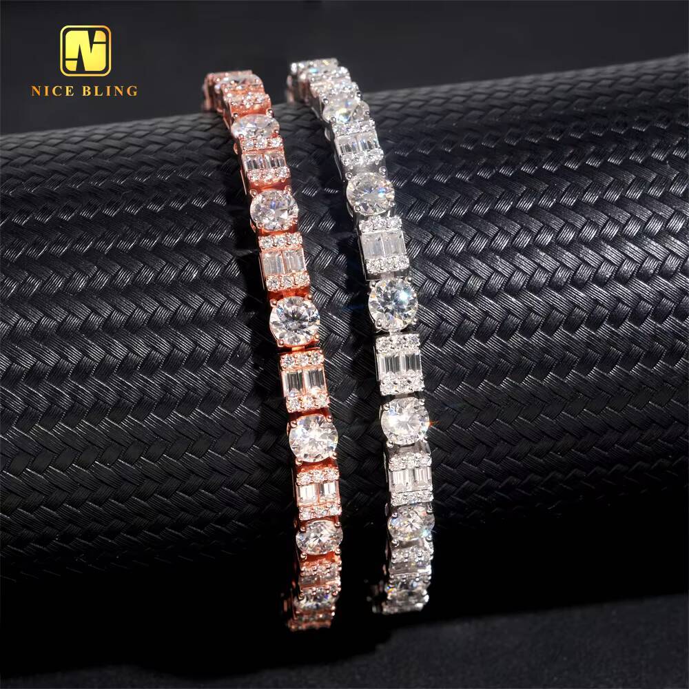 Fashion Fancy Cut Iced Out 5MM Tennis Chain 925 Silver Moissanite Diamond Tennis Necklace Pass Diamond Test Moissanite Necklace