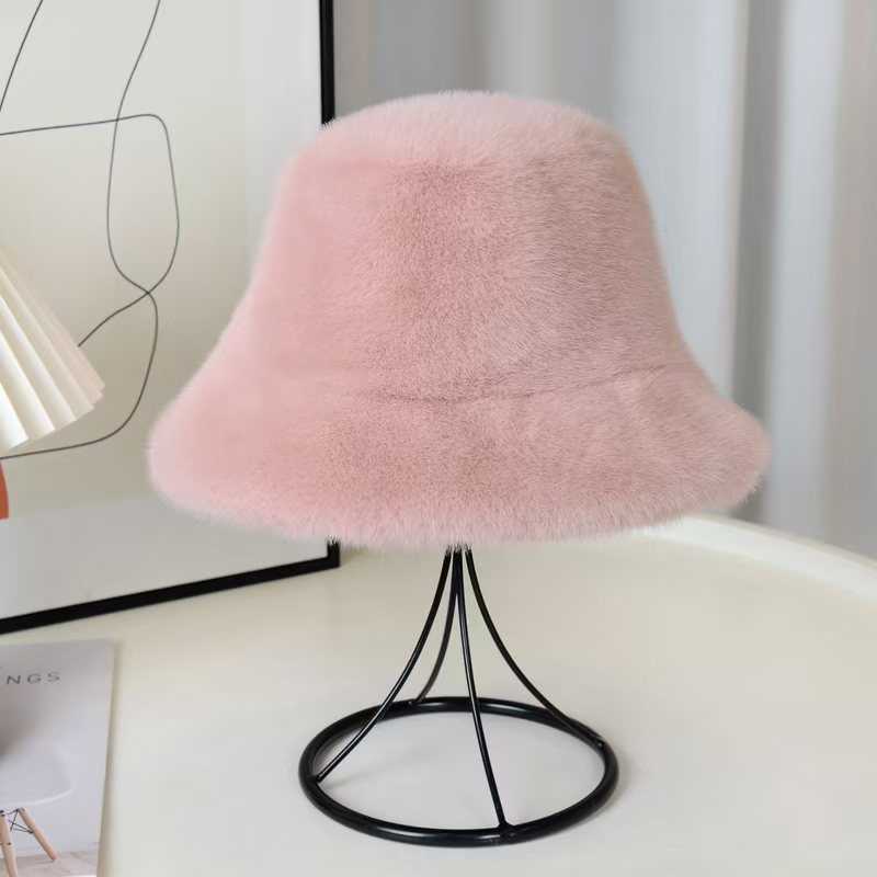 Imitation Mink Fur Fisherman Hat for Women Autumn and Winter Warm Fashionable Thickened Fur Fisherman Hat H251020