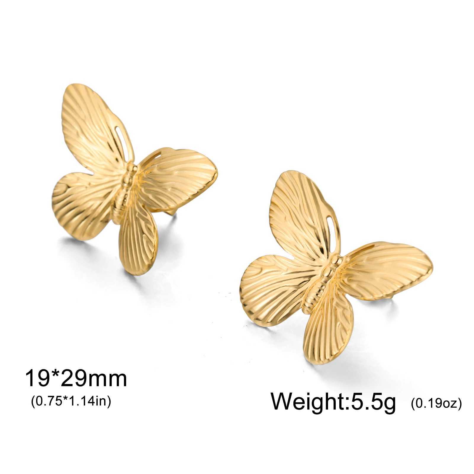 Lucktune Stainless Steel Butterfly Stud Earrings Fashion Luxury Womens Earrings Gold Color Animal Shape Jewelry Party Gifts J251021