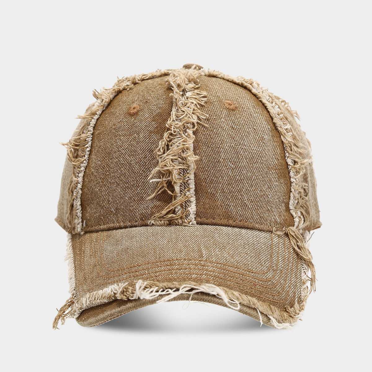 Denim Frayed Soft Top Baseball Cap for Women Slimming Vintage Fashion Duckbill Cap for Men Couple Sun Hat H251020