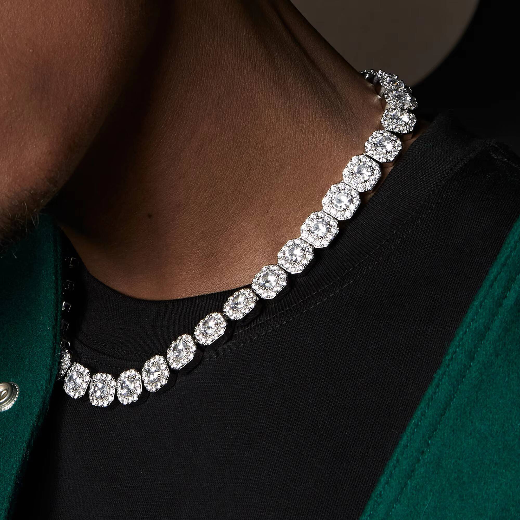 Custom Fashion Rock Candy Necklace Iced Out VVS Moissanite Chain Exquisite 925 Silver Diamond Necklace Tennis Chain Gift