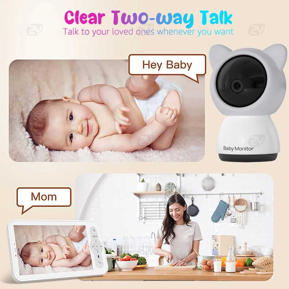 2K3MP 5inch Wireless Baby Monitor Smartphone App IR Night Vision Crying Detection Auto Tracking TempHumidity Sensor J251121