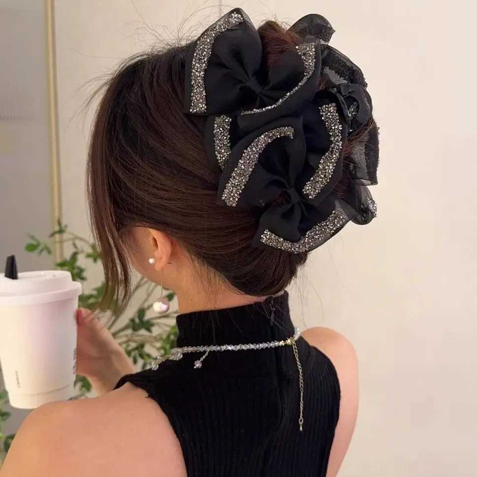 Korean Style Mesh Bow Hair Accessories New HeadwearFemale Hair Claws Spring Autumn Curling Clips Hair Clip Women Party HairpinsW254021