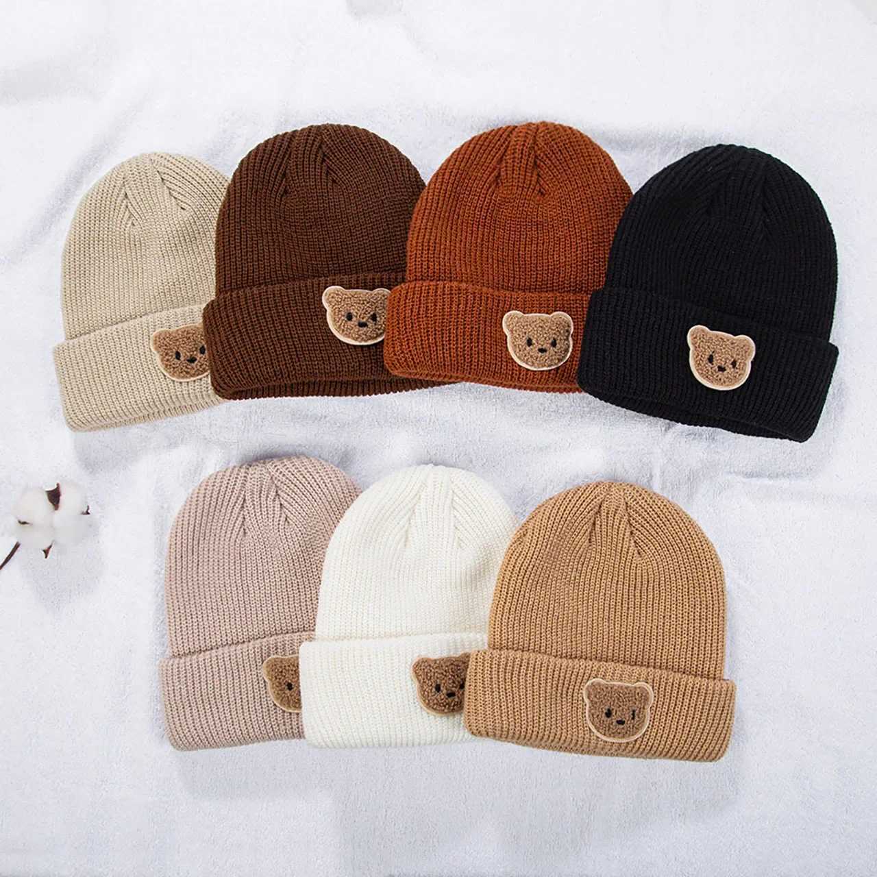 Winter Warm Knitted Baby Hat Cute Cartoon Bear Baby Girl Boy Ear Protection Cap Infant Toddler Pullover Cap Beanie J251021