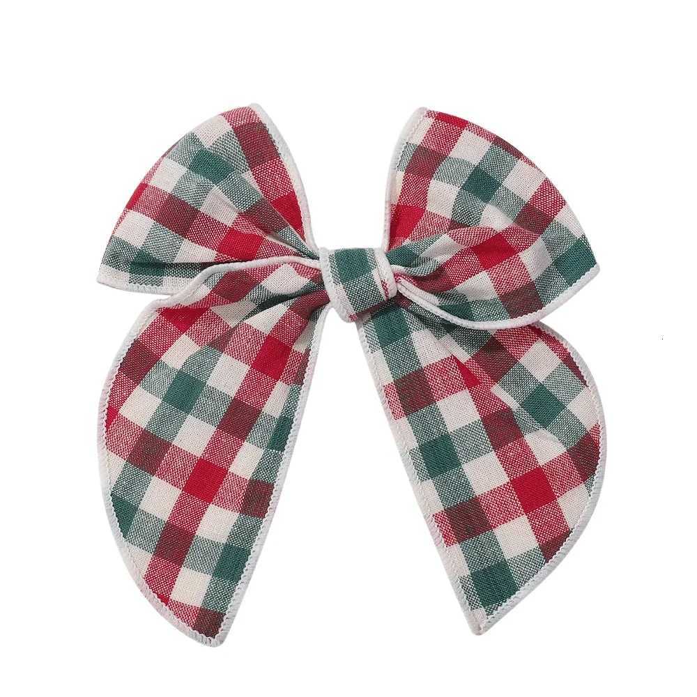 1Pc 57 Inch Cheer Bowknot Hairpin Classic Plaid Christmas color Fabric Hair Clips Handmade for Kids Baby Girls Hair AccessoriesW254021