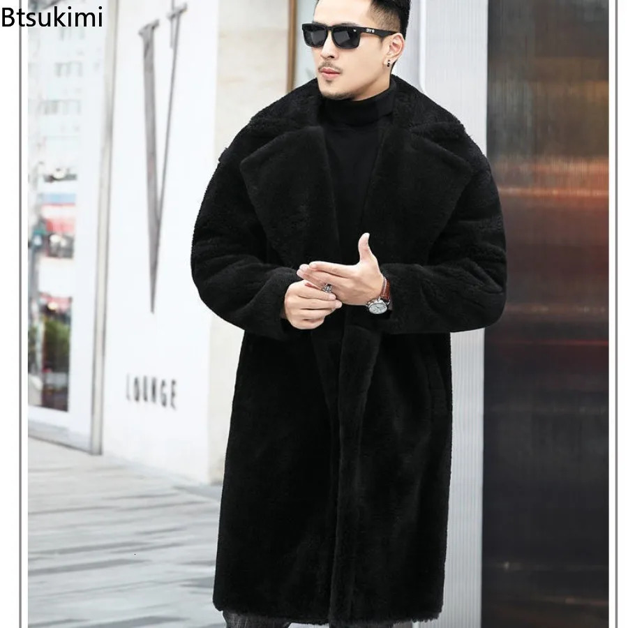 Fashion Long Camel Fleece Coats Mens Autumn Winter Thickened Warm Faux Fur Outwear Trend Vintage Men Windbreaker Jackets 251018